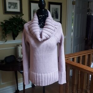 Women's Vintage Chunky Shawl Collar Sweater - Light Pink
